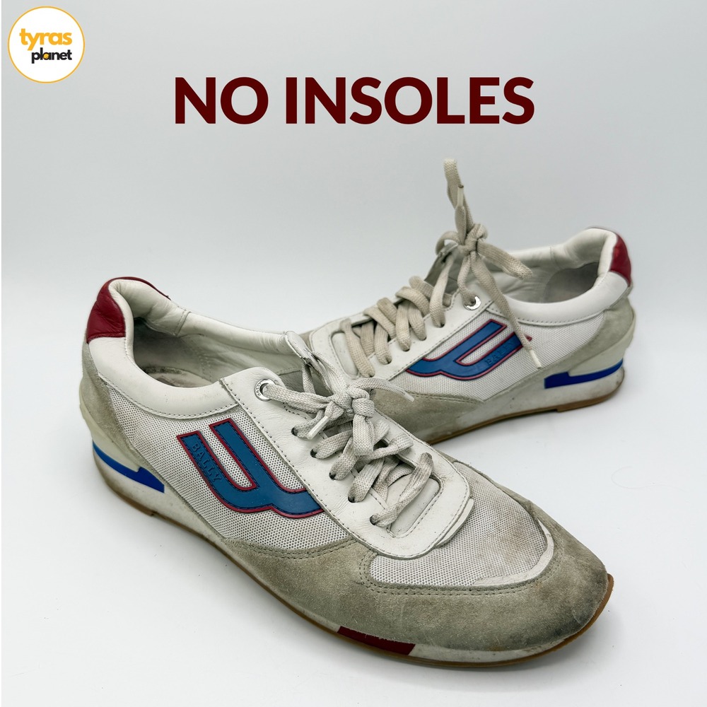 Bally Gismo-T Sneakers White Grey Suede Mesh Mens Size 9.5D NO INSOLES No Box